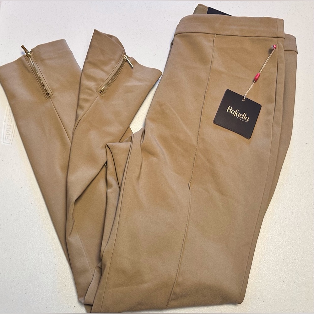 Rafaella Women’s Tan Pants with Zip Detail